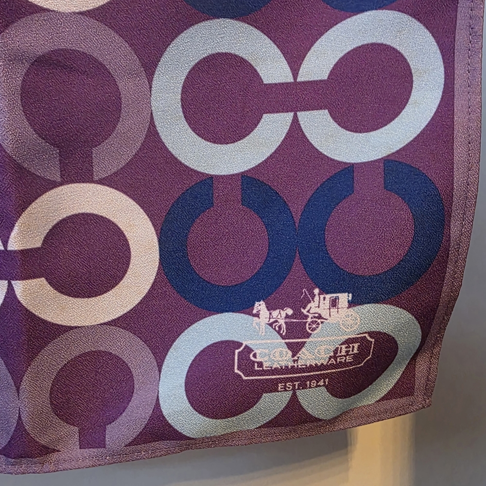 RARE Coach x Miss Furoshiki Scarf Wrap Purple Logo Print Square Japan Collab - Picture 11 of 14
